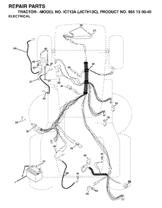 Electrical Diagram and Parts List for ICT13A (954130040-C)(2001-02) Jonsered Lawn Tractor