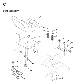 Seat Diagram and Parts List for LTH13 1998-01 Jonsered Lawn Tractor