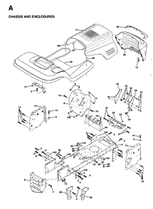 Chassis Enclosures Diagram and Parts List for LT15 (954130003)(1997-04) Jonsered Lawn Tractor