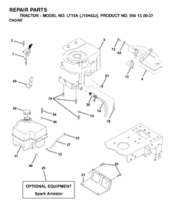 Engine Diagram and Parts List for LT15A (954130037-J)(2001-01) Jonsered Lawn Tractor