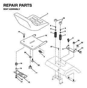Seat Diagram and Parts List for YTH16 1995-01 Jonsered Lawn Tractor