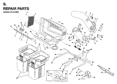 Bagger Diagram and Parts List for LRH13 (954003421)(1996-01) Jonsered Lawn Tractor