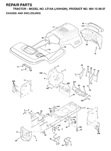 Chassis Enclosures Diagram and Parts List for LT15A (954130037-H)(2001-01) Jonsered Lawn Tractor