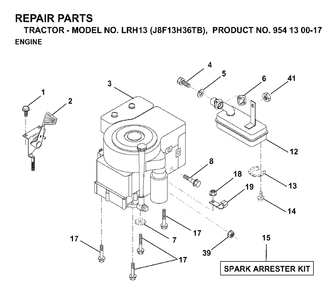 Engine Diagram and Parts List for LRH13 (954130017)(1998-12) Jonsered Lawn Tractor