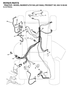 Electrical Diagram and Parts List for LT2119A (954130090)(2003-01) Jonsered Lawn Tractor