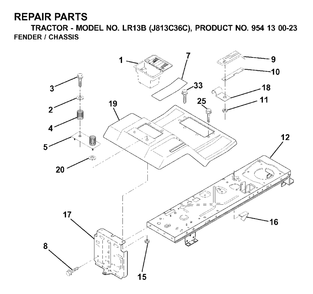 Chassis Enclosures Diagram and Parts List for LR13B (954130023)(2000-03) Jonsered Lawn Tractor