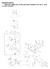 Steering Diagram and Parts List for ICT18A (954130043-A)(2000-03) Jonsered Lawn Tractor