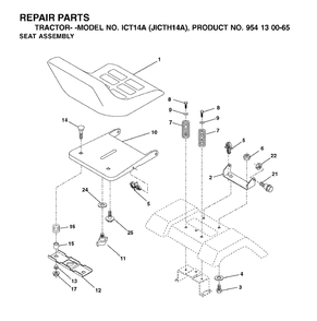 Seat Diagram and Parts List for ICT14A (954130065-A)(2002-02) Jonsered Lawn Tractor