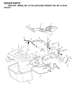 Bagger Diagram and Parts List for ICT15A (954130049-B)(2001-02) Jonsered Lawn Tractor