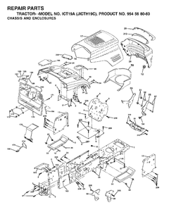 Chassis Enclosures Diagram and Parts List for ICT19A (954568083)(2002-06) Jonsered Lawn Tractor