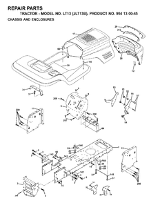 Chassis Enclosures Diagram and Parts List for LT13 (954130045)(2001-02) Jonsered Lawn Tractor
