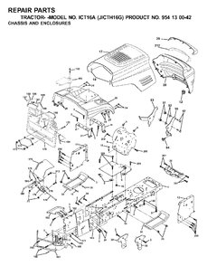 Chassis Enclosures Diagram and Parts List for ICT16A (954130042-G)(2001-02) Jonsered Lawn Tractor