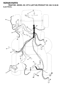 Electrical Diagram and Parts List for ICT13 (954130039)(2001-09) Jonsered Lawn Tractor