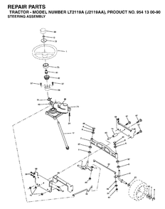Steering Diagram and Parts List for LT2119A (954130090)(2003-01) Jonsered Lawn Tractor