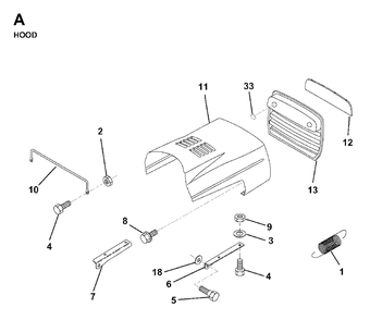 Hood Diagram and Parts List for LR11 1998-04 Jonsered Lawn Tractor