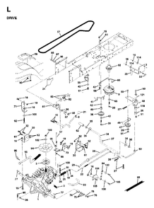 Drive Diagram and Parts List for LTH15 (954130004)(1997-04) Jonsered Lawn Tractor