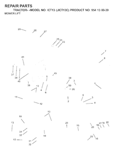 Mower Lift / Deck Lift Diagram and Parts List for ICT13 (954130039)(2000-04) Jonsered Lawn Tractor