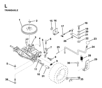 Transmission Diagram and Parts List for LR12 1998-04 Jonsered Lawn Tractor