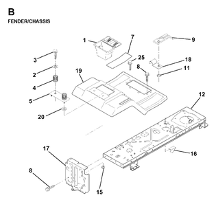 Chassis Enclosures Diagram and Parts List for LRH13 1998-01 Jonsered Lawn Tractor
