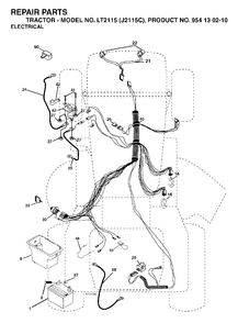 Electrical Diagram and Parts List for LT2115 (954130210)(2004-09) Jonsered Lawn Tractor