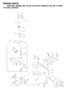 Steering Diagram and Parts List for ICT16A (954130042-F)(2001-02) Jonsered Lawn Tractor