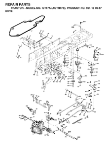 Drive Diagram and Parts List for ICT17A (954130067)(2002-06) Jonsered Lawn Tractor