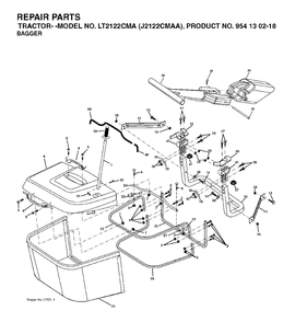 Bagger Diagram and Parts List for LT2122CMA (954130218)(2004-01) Jonsered Lawn Tractor