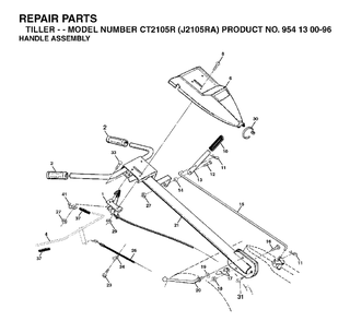 Handle Controls Diagram and Parts List for CT2105R (954130096)(2003-01) Jonsered Tiller