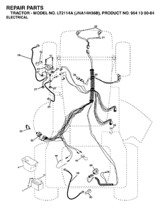 Electrical Diagram and Parts List for LT2114A (954130084)(2003-05) Jonsered Lawn Tractor