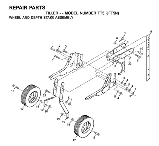 Wheel Depth Stake Assembly Diagram and Parts List for FT5 2001-01 Jonsered Tiller