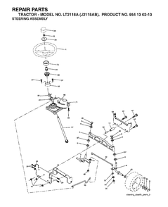 Steering Diagram and Parts List for LT2118A (954130213)(2004-06) Jonsered Lawn Tractor