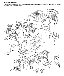 Chassis Enclosures Diagram and Parts List for LT2114CMA (954130092-B)(2003-01) Jonsered Lawn Tractor
