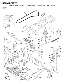 Drive Diagram and Parts List for LT15 (954130036)(2000-03) Jonsered Lawn Tractor