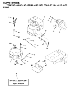Engine Diagram and Parts List for ICT14A (954130065)(2002-03) Jonsered Lawn Tractor