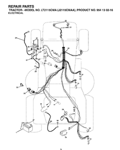 Electrical Diagram and Parts List for LT2115CMA (954130216)(2004-01) Jonsered Lawn Tractor