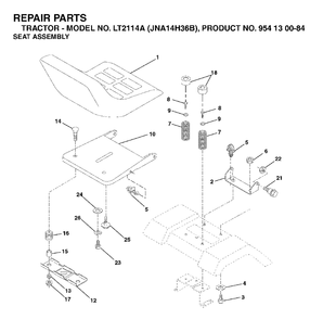 Seat Diagram and Parts List for LT2114A (954130084)(2003-05) Jonsered Lawn Tractor