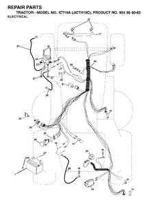 Electrical Diagram and Parts List for ICT19A (954568083)(2002-06) Jonsered Lawn Tractor