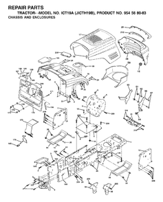 Chassis Enclosures Diagram and Parts List for ICT19A (954568083)(2002-03) Jonsered Lawn Tractor