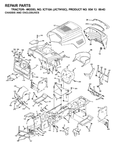 Chassis Enclosures Diagram and Parts List for ICT18A (954130043-C)(2001-02) Jonsered Lawn Tractor