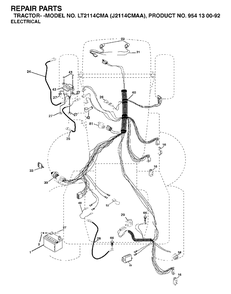 Electrical Diagram and Parts List for LT2114CMA (954130092-A)(2003-01) Jonsered Lawn Tractor