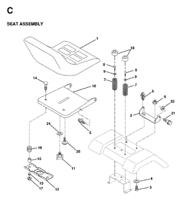 Seat Diagram and Parts List for LTH16 1998-01 Jonsered Lawn Tractor