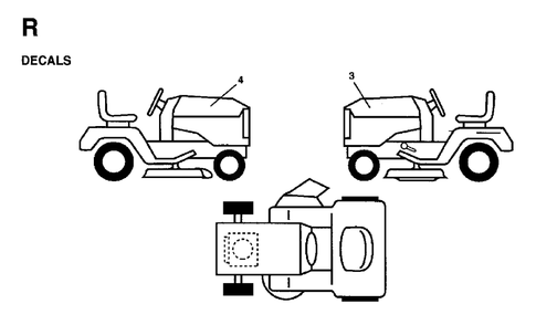 Decals Diagram and Parts List for LR12 (954003411)(1997-04) Jonsered Lawn Tractor