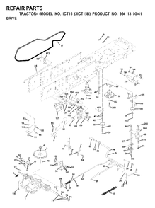Drive Diagram and Parts List for ICT15 (954130041)(2000-02) Jonsered Lawn Tractor