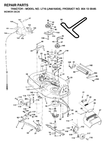 Mower Deck / Cutting Deck Diagram and Parts List for LT16 (954130085)(2003-01) Jonsered Lawn Tractor