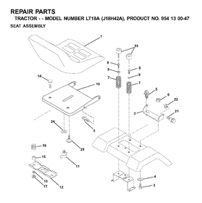 Seat Diagram and Parts List for LT18A (954130047-A)(2001-01) Jonsered Lawn Tractor