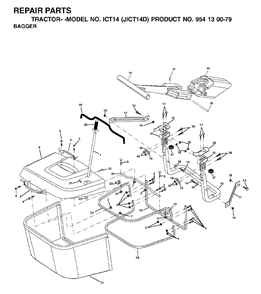 Bagger Diagram and Parts List for ICT14 (954130079-D)(2002-06) Jonsered Lawn Tractor