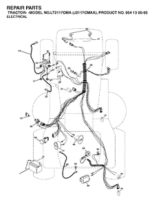 Electrical Diagram and Parts List for LT2117CMA (954130093)(2003-01) Jonsered Lawn Tractor