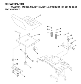 Seat Diagram and Parts List for ICT14 (954130064)(2002-02) Jonsered Lawn Tractor