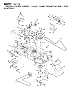 Mower Deck / Cutting Deck Diagram and Parts List for LT19A (954130078)(2002-03) Jonsered Lawn Tractor