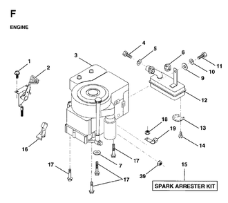 Engine Cutting Equipment Diagram and Parts List for LRH13 1997-04 Jonsered Lawn Tractor